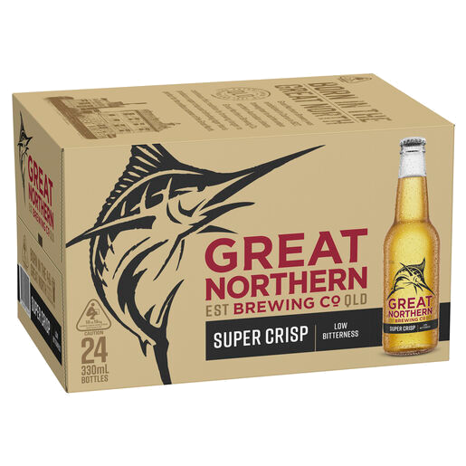 GREAT NORTHERN Super Crisp 3.5% Bottle 330ML - 4 x 6 Pack Carton