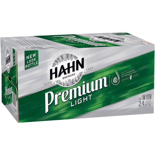 HAHN PREMIUM LIGHT Bottle 330ml - 4 x 6 Pack Carton