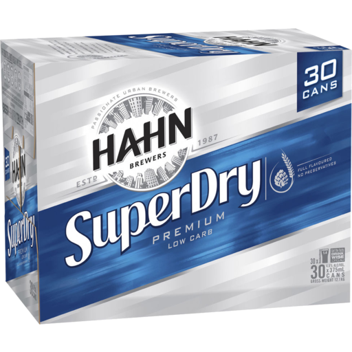 HAHN SUPER DRY 4.6% Can 375ml - 30 Pack