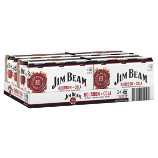 JIM BEAM & COLA 3.5% MID Can 375ml - 4 x 6 Pack Carton