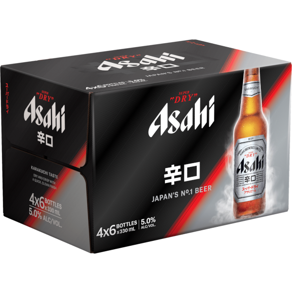 ASAHI SUPER DRY Bottle 330ml - 4x6 Pack Carton