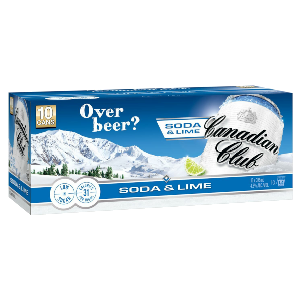 CANADIAN CLUB SODA & LIME Can 375ml - 10 Pack