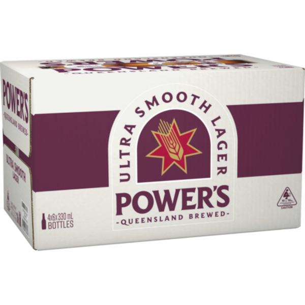 POWERS LAGER Bottle 330ml - 4x6 Pack Carton