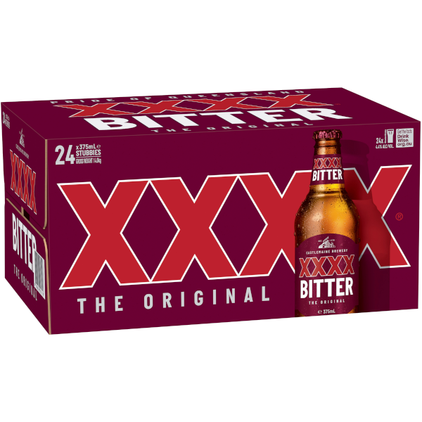 XXXX BITTER Bottle 375ml - 4x6 Pack Carton