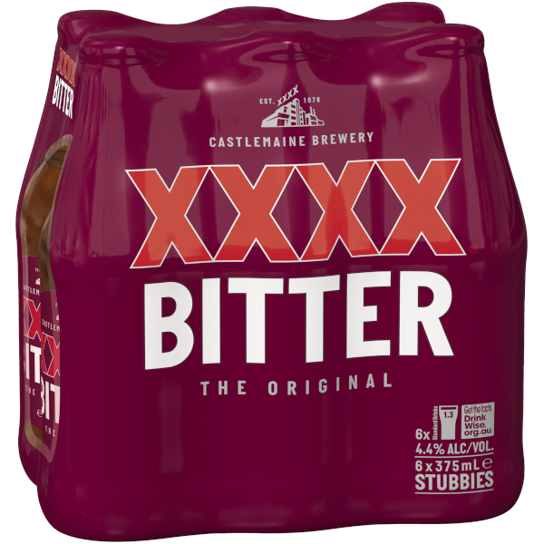 XXXX BITTER Bottle 375ml - 6 Pack