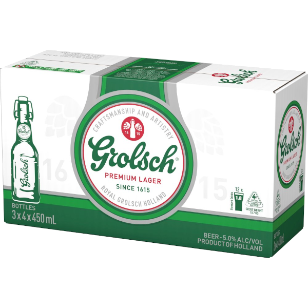 GROLSCH PILSNER Bottle 450ml - 3 x 4 Pack Carton