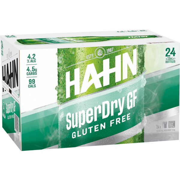 HAHN SUPER DRY GLUTEN FREE Bottle 330ml - 4 x 6 Pack Carton