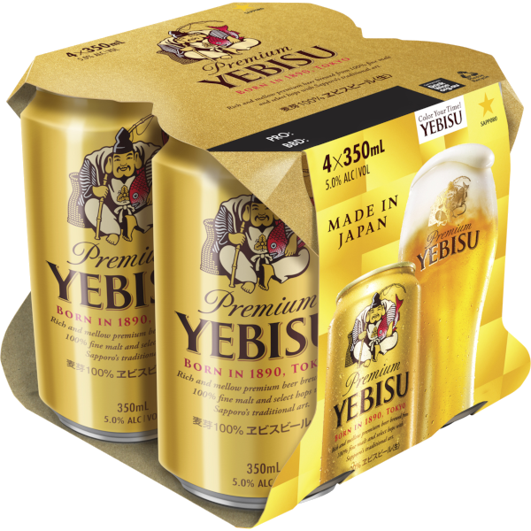 YEBISU PREMIUM BEER Can 350ml - 4 Pack