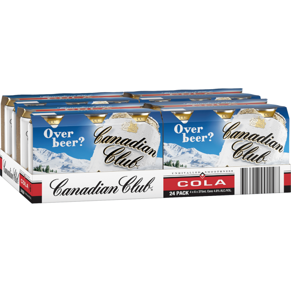 CANADIAN CLUB & COLA Can 375ml - 4 x 6 Pack Carton
