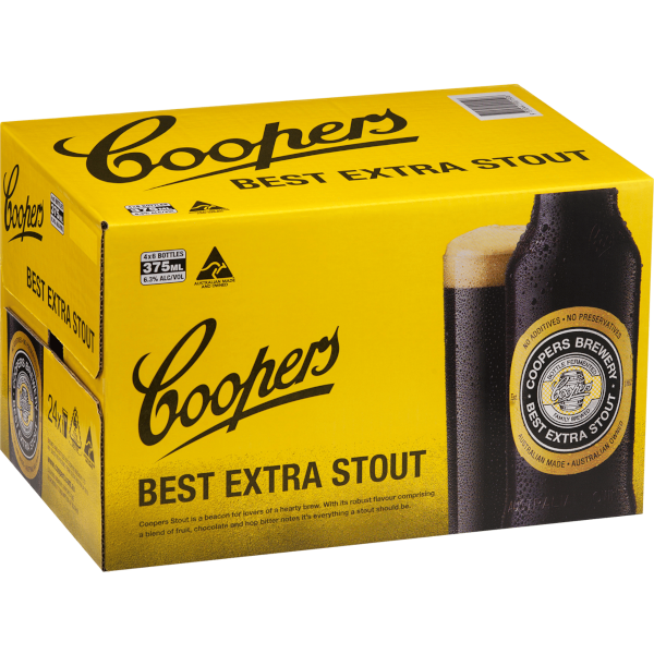 COOPERS STOUT Bottle 375ml - 4x6 Pack Carton
