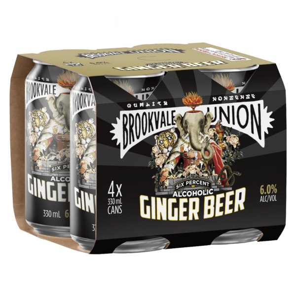 BROOKVALE UNION GINGER BEER 6% Can 330ml - 4 Pack
