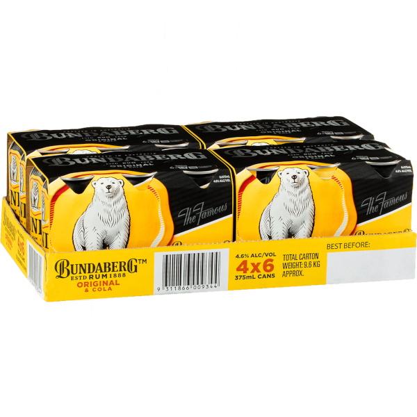 BUNDY UP & COLA 4.6% Can 375ml - 4x6 Pack Case