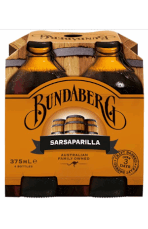 BUNDABERG SARSAPARILLA Bottle 375ml - 4 Pack