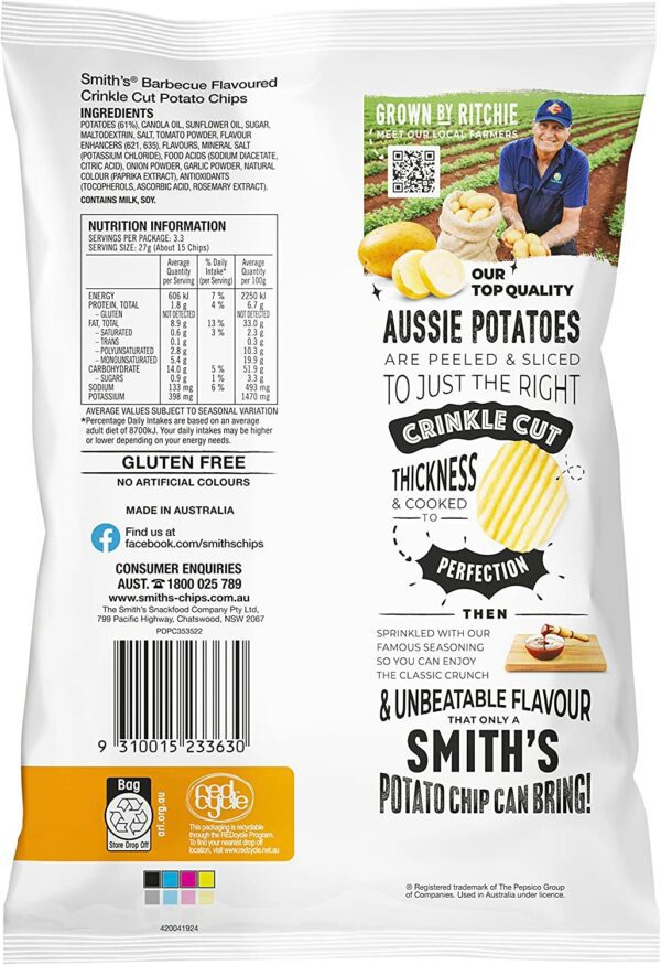 SMITHS BARBECUE CHIPS 90G - Image 2